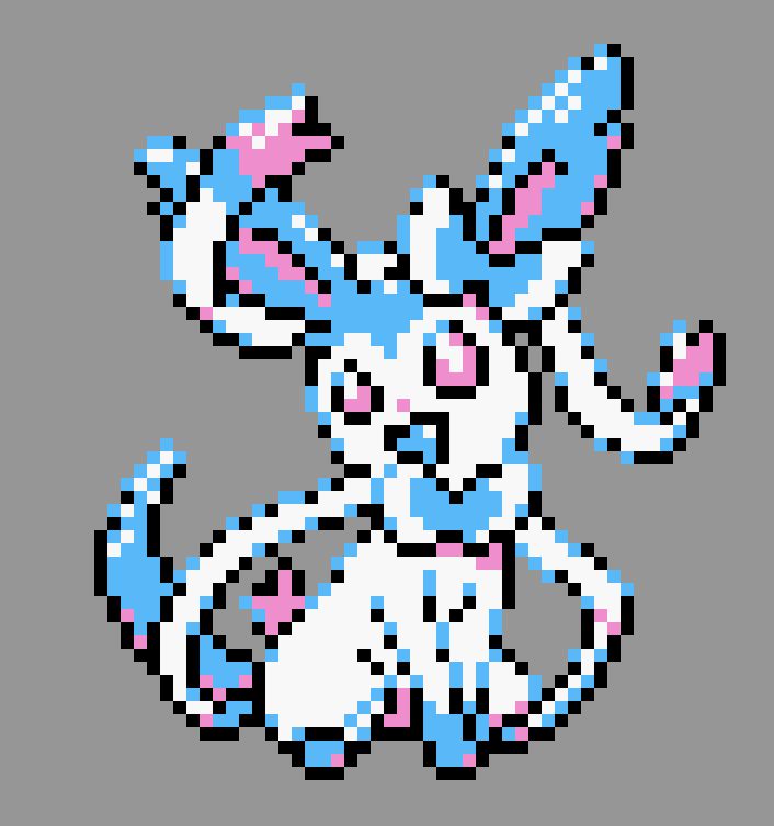 pixel art of shiny sylveon in pokemon gold/silver style
