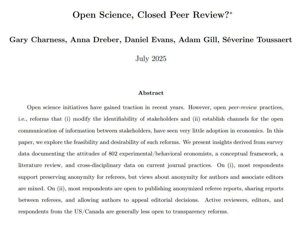 Open science initiatives have gained traction in recent years. However, open peer-review practices, i.e., reforms that (i) modify the identifiability of stakeholders and (ii) establish channels for the open communication of information between stakeholders, have seen very little adoption in economics. In this paper, we explore the feasibility and desirability of such reforms. We present insights derived from survey data documenting the attitudes of 802 experimental/behavioral economists, a conceptual framework, a literature review, and cross-disciplinary data on current journal practices. On (i), most respondents support preserving anonymity for referees, but views about anonymity for authors and associate editors are mixed. On (ii), most respondents are open to publishing anonymized referee reports, sharing reports between referees, and allowing authors to appeal editorial decisions. Active reviewers, editors, and respondents from the US/Canada are generally less open to transparency reforms.