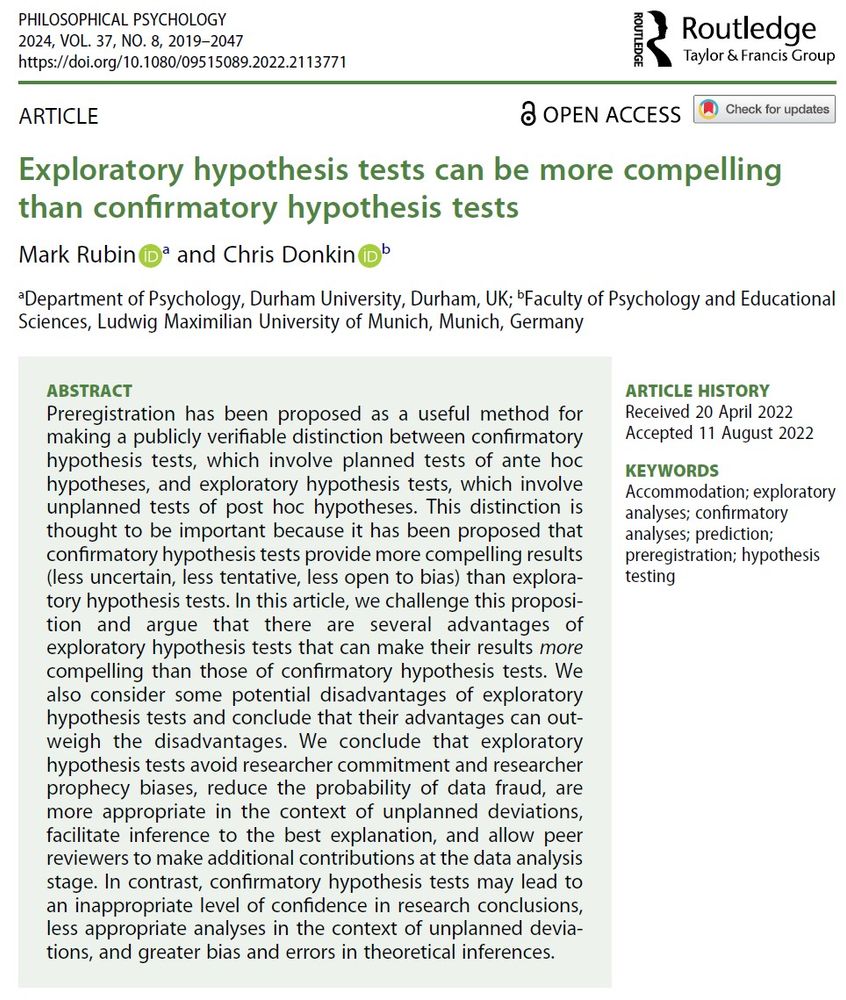 Preregistration has been proposed as a useful method for making a publicly verifiable distinction between confirmatory hypothesis tests, which involve planned tests of ante hoc hypotheses, and exploratory hypothesis tests, which involve unplanned tests of post hoc hypotheses. This distinction is thought to be important because it has been proposed that confirmatory hypothesis tests provide more compelling results (less uncertain, less tentative, less open to bias) than exploratory hypothesis tests. In this article, we challenge this proposition and argue that there are several advantages of exploratory hypothesis tests that can make their results more compelling than those of confirmatory hypothesis tests. We also consider some potential disadvantages of exploratory hypothesis tests and conclude that their advantages can outweigh the disadvantages. We conclude that exploratory hypothesis tests avoid researcher commitment and researcher prophecy biases, reduce the probability of data fraud, are more appropriate in the context of unplanned deviations, facilitate inference to the best explanation, and allow peer reviewers to make additional contributions at the data analysis stage. In contrast, confirmatory hypothesis tests may lead to an inappropriate level of confidence in research conclusions, less appropriate analyses in the context of unplanned deviations, and greater bias and errors in theoretical inferences.