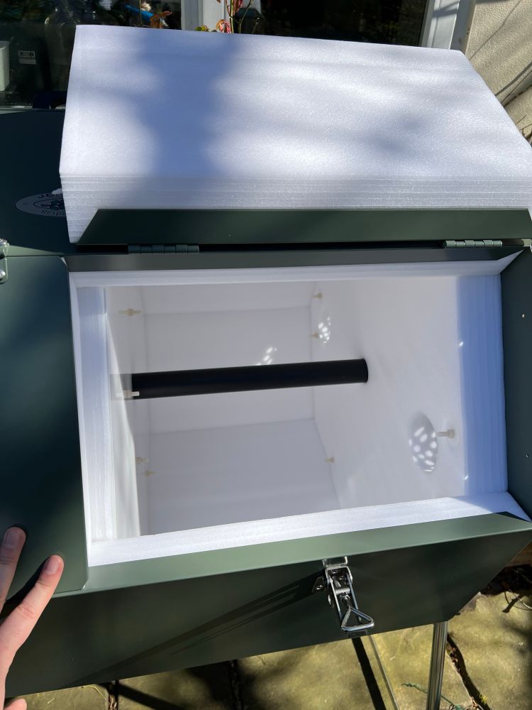 Inside the composter - notice the very thick foam insulation 