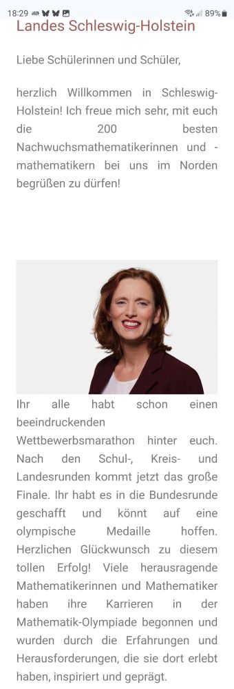 Screenshot mit Foto von Frau Prien