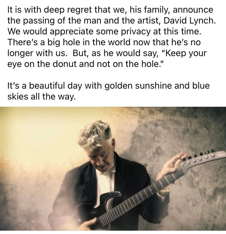 Comunicado de la familia por fallecimiento de David Lynch