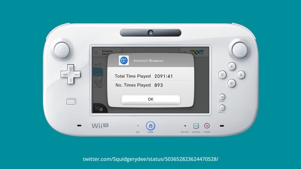 Screenshot showing Wii U Internet Browser playtime