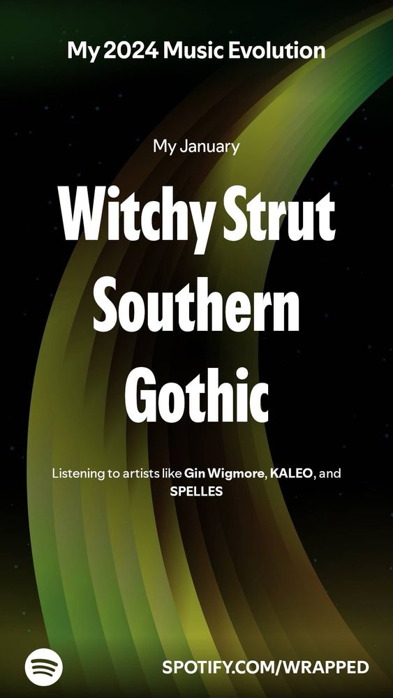 Spotify 2024 Wrapped screenshot . Shows I was listening to “Witchy Southern Gothic” music 