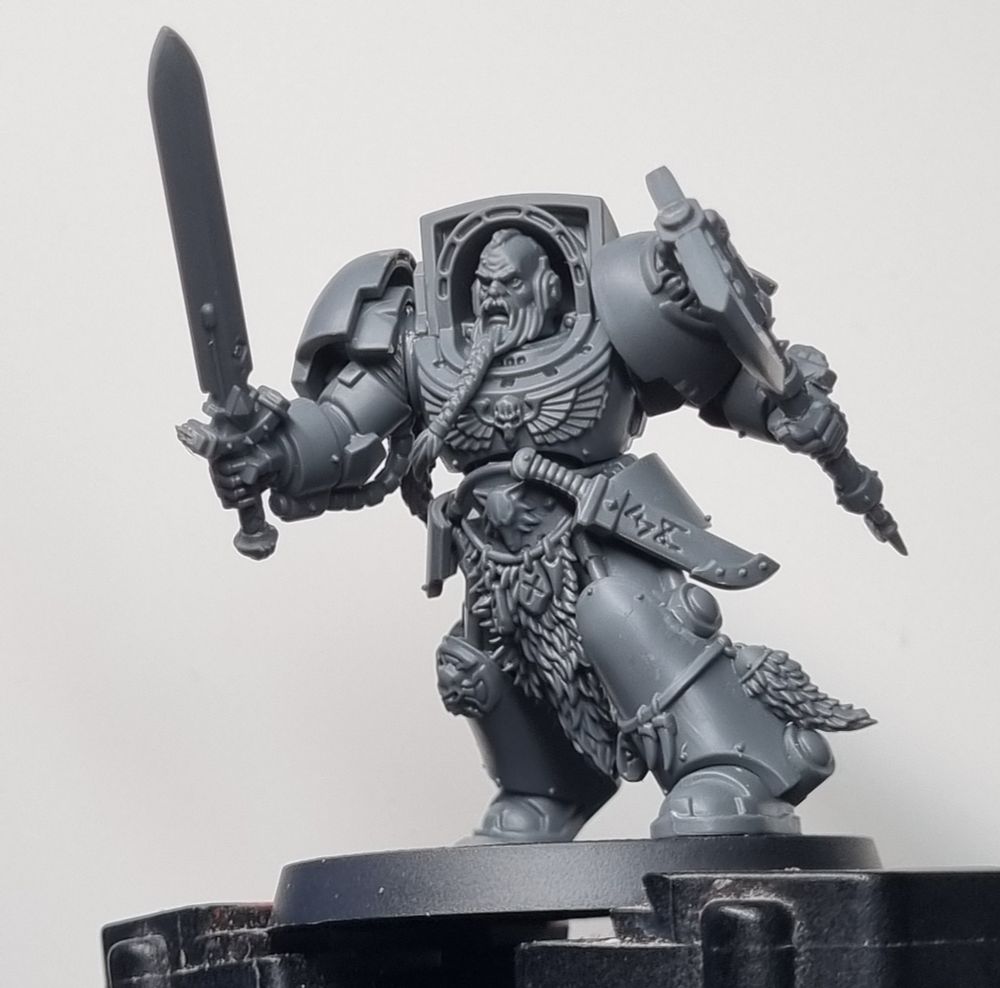 Wolf Guard Terminator wielding a Power Sword and Power Axe