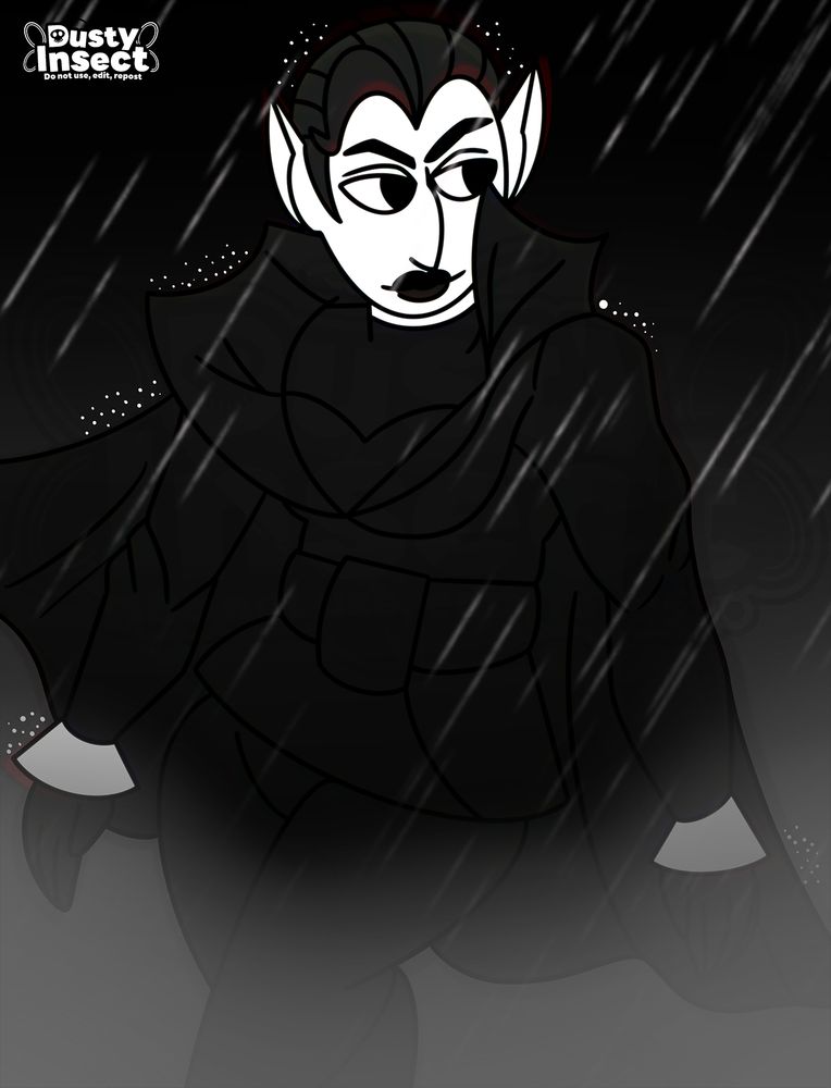 A half body of a women in vintage outfit, wearing a black coat and cape, noir artwork