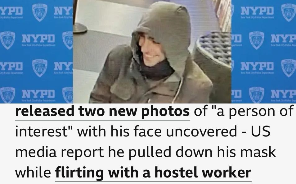 Photo of the person of interest regarding the shooting of a Billionaire. He's smiling, flirting with a hostel worker. 