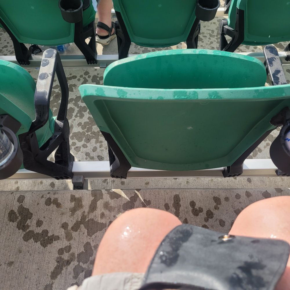 A few drops on the concrete bleachers at the Wpg/Sask game 