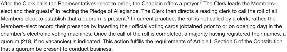 Discussion of members-elect voting for new Speaker at the beginning of a new Congress.