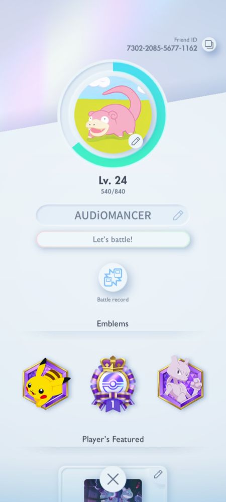 A screenshot of the player profile for AUDiOMANCER.