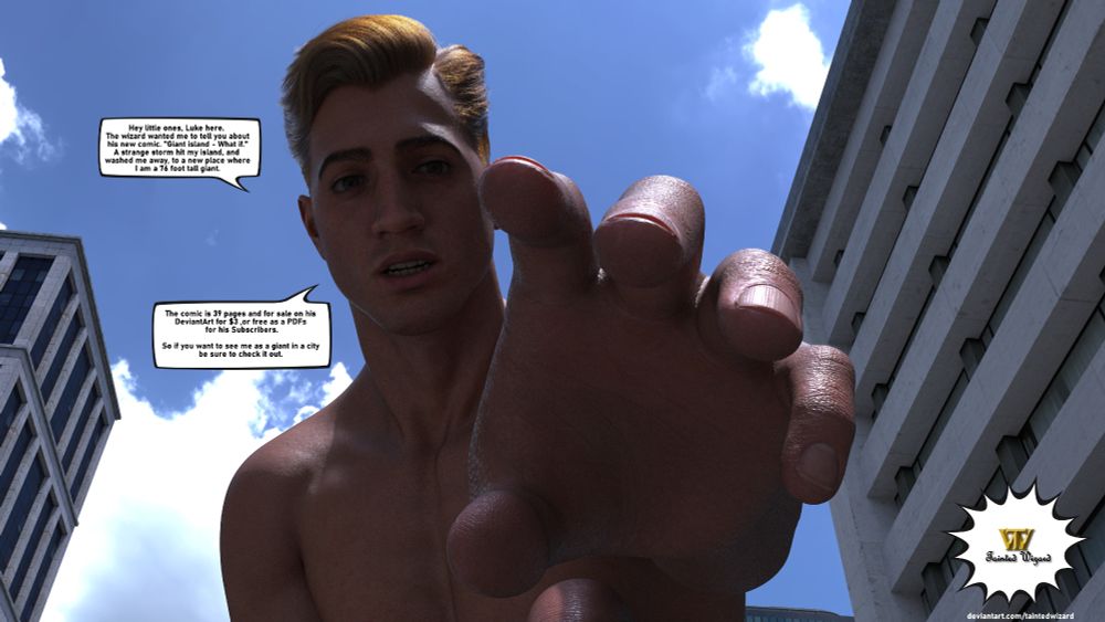Giant Luke telling people about my new comic.