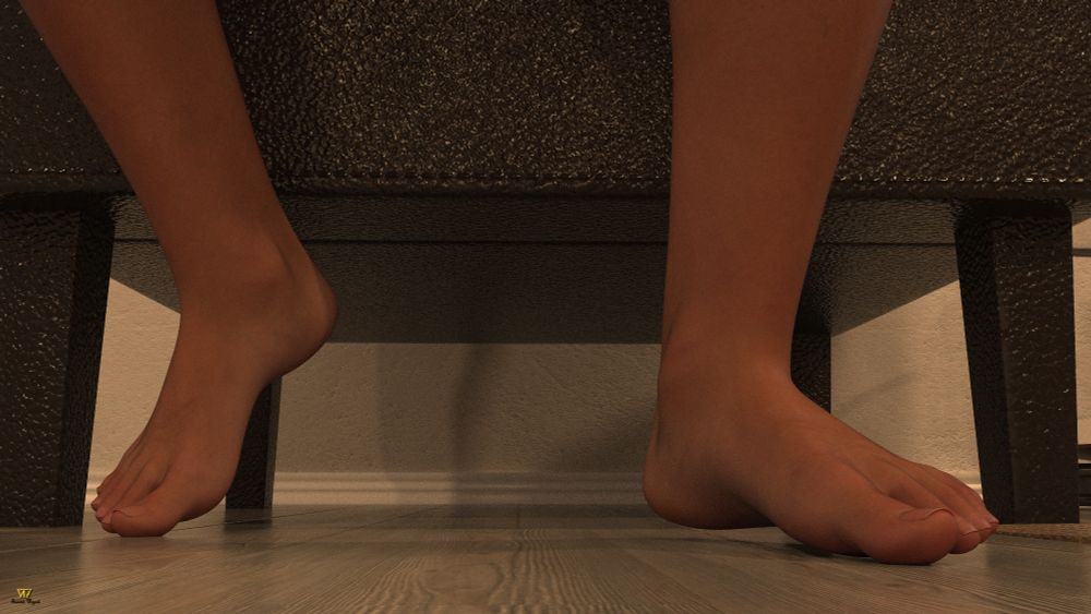 At his feet