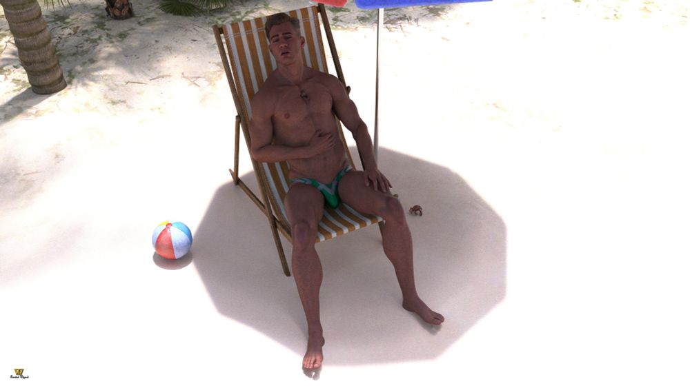 Tiny Charles sleeping on Luke's chest while in his beach chair.