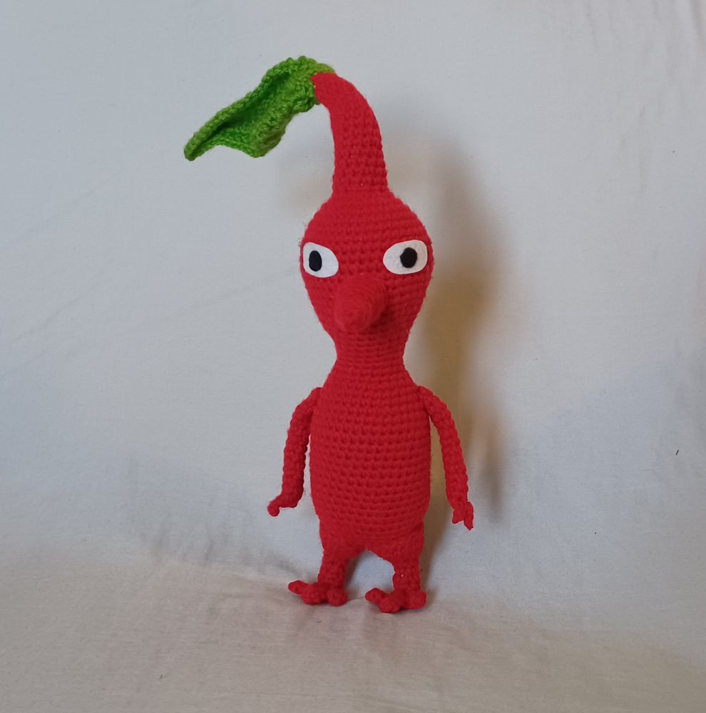 A red pikmin I crocheted for my brother.