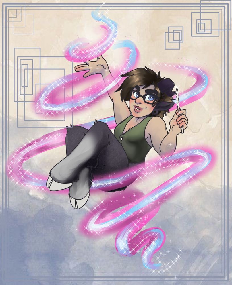 Satyr suspended in a magic swirl. The artist's persona. 