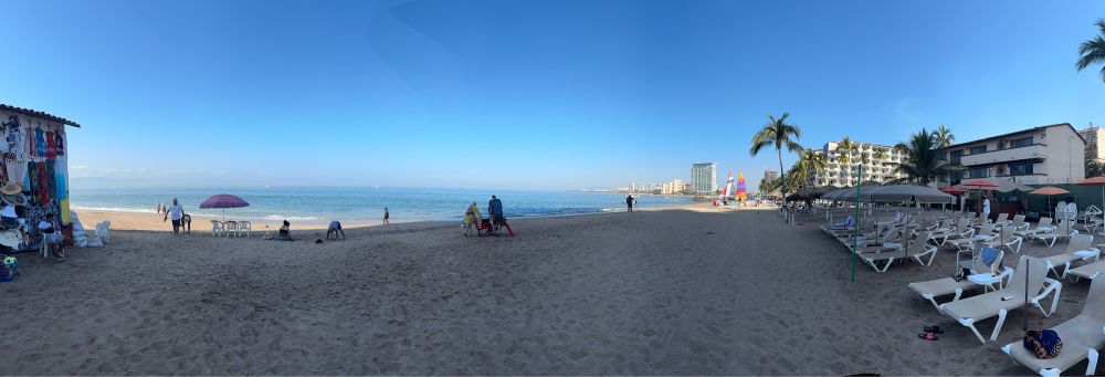 A panoramic view of a beach 