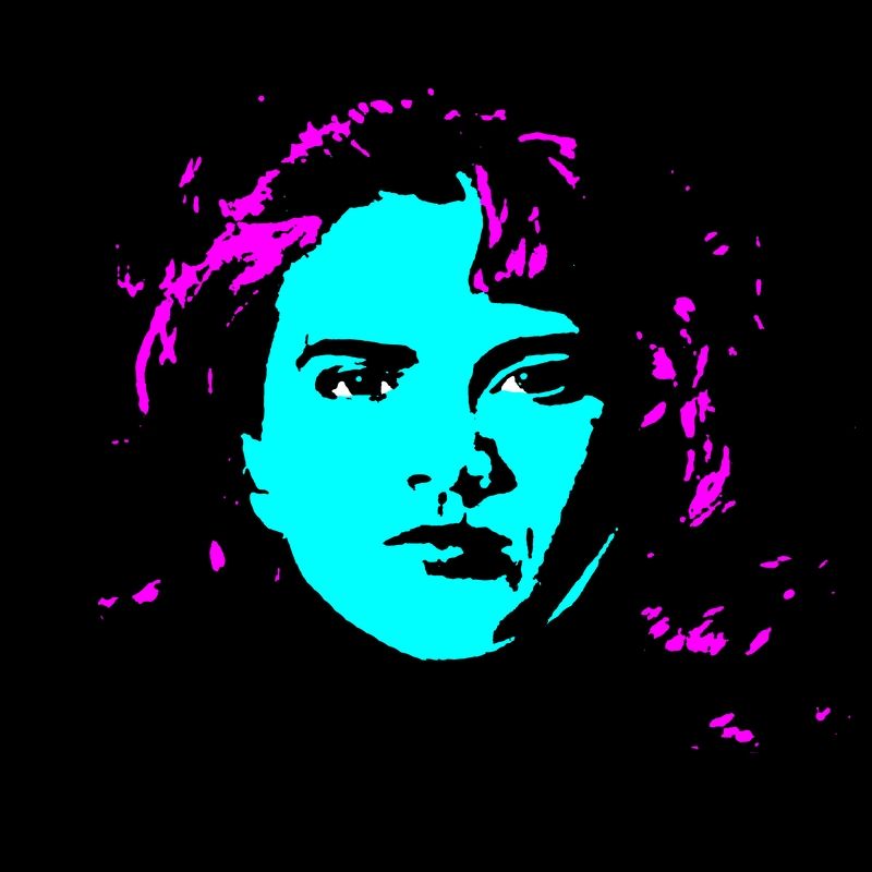 Heather Langenkamp as Nancy in "A Nightmare on Elm Street" in cyan and magenta.