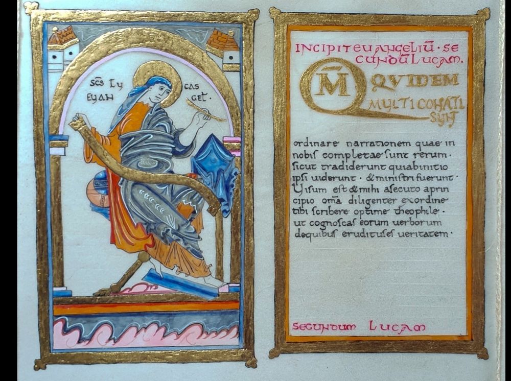 My copy of the portrait of St Luke from St Margaret's gospel book
