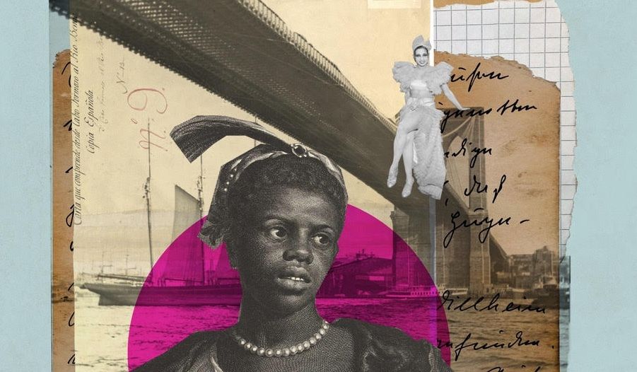 A digital collage remixing cultural heritage material related to Black History
