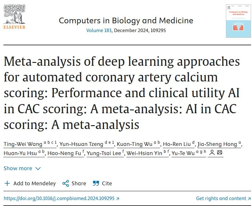 Computers in Biology and Medicine Volume 183, December 2024 Article title is 