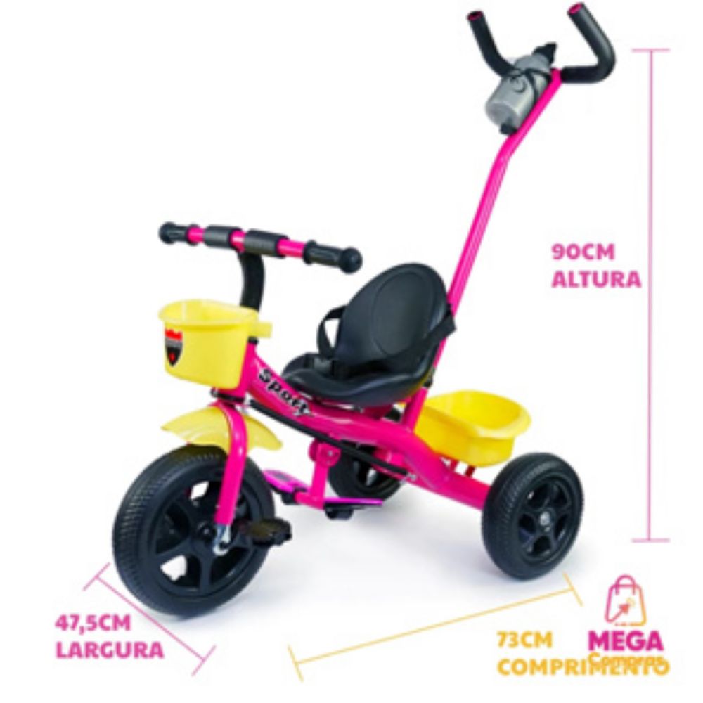 TRICICLO INFANTIL MOTOCA COM OU SEM HASTE 2 EM 1 PEDAL MEGA COMPRAS