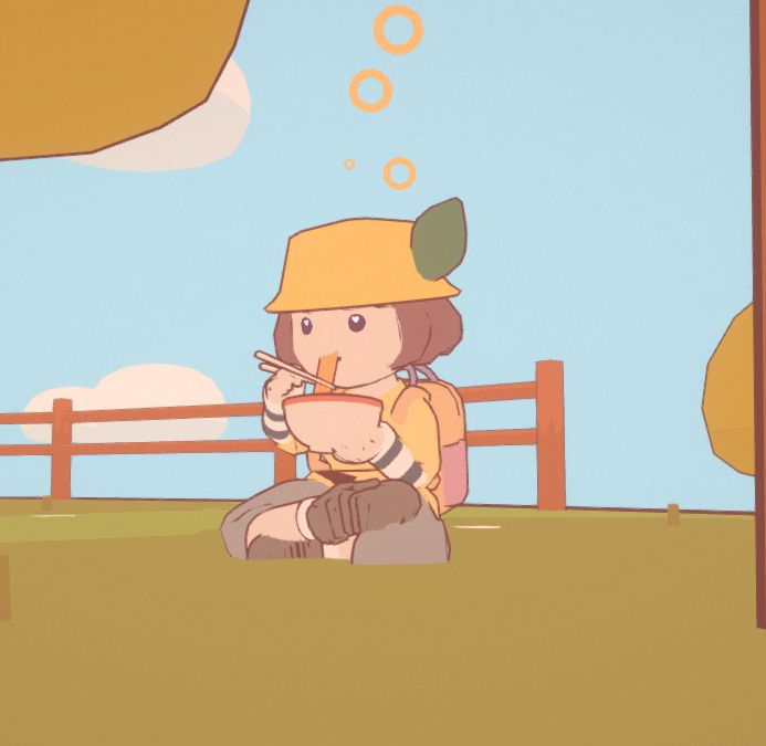 screenshot from on-together with avatar of my persona eating noodles