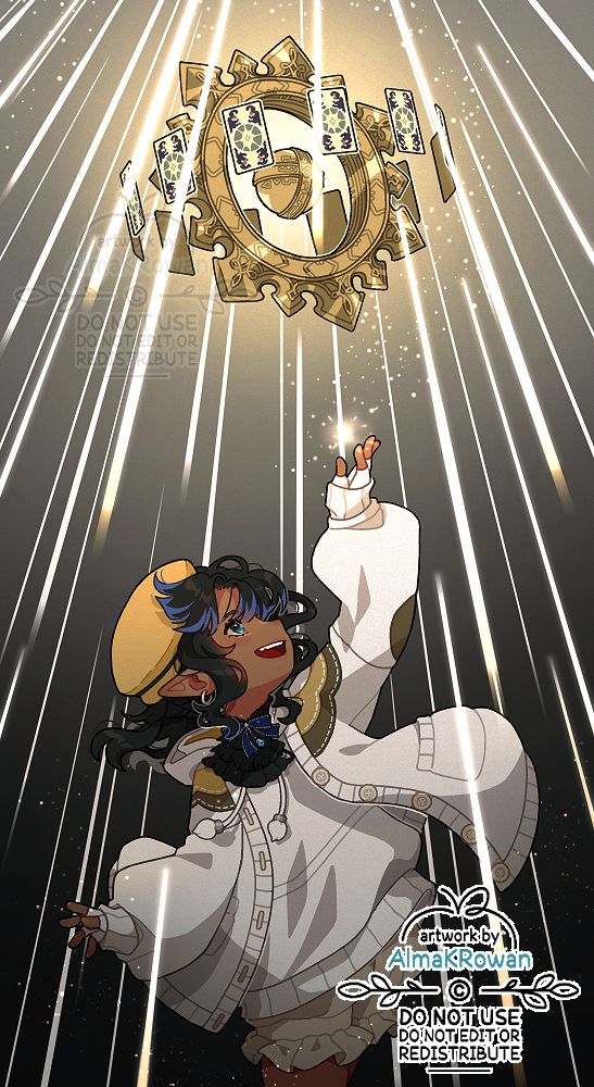 Abelia_Flora's FFXIV WOL, a lalafell girl, reaching up towards her astrologian weapon. She's smiling, looking up at a shower of meteors falling down and around her.