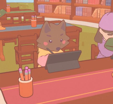 a screenshot from on-together with a super cute and adorable wolf avatar being a sweet boy and drawing
