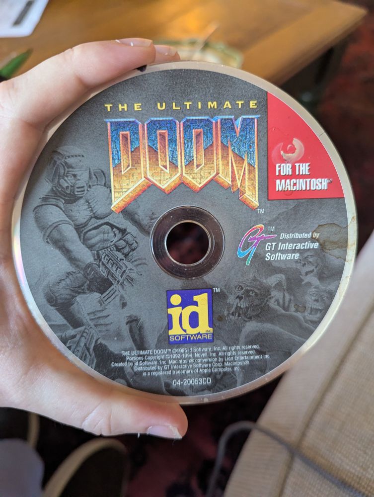 The disk for The Ultimate Doom for Macintosh, as distributed by GT Interactive.