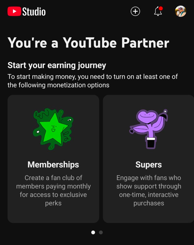 Screenshot of Youtube Studio saying I'm a Youtube Partner