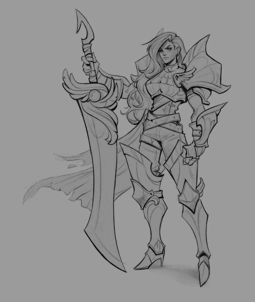 Sketch of a female knight