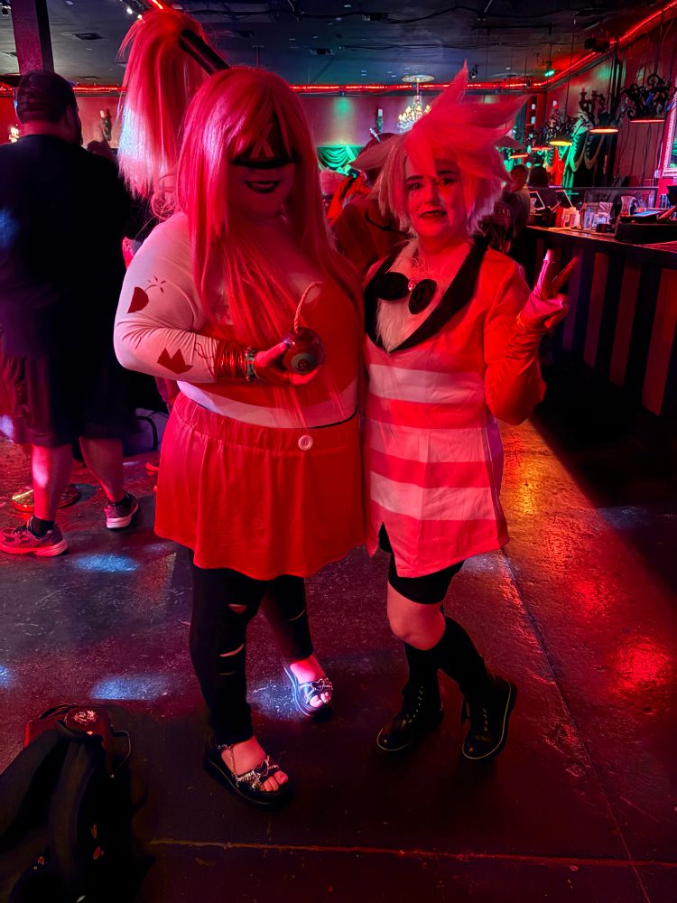 Cherri Bomb and Angel Dust cosplayers