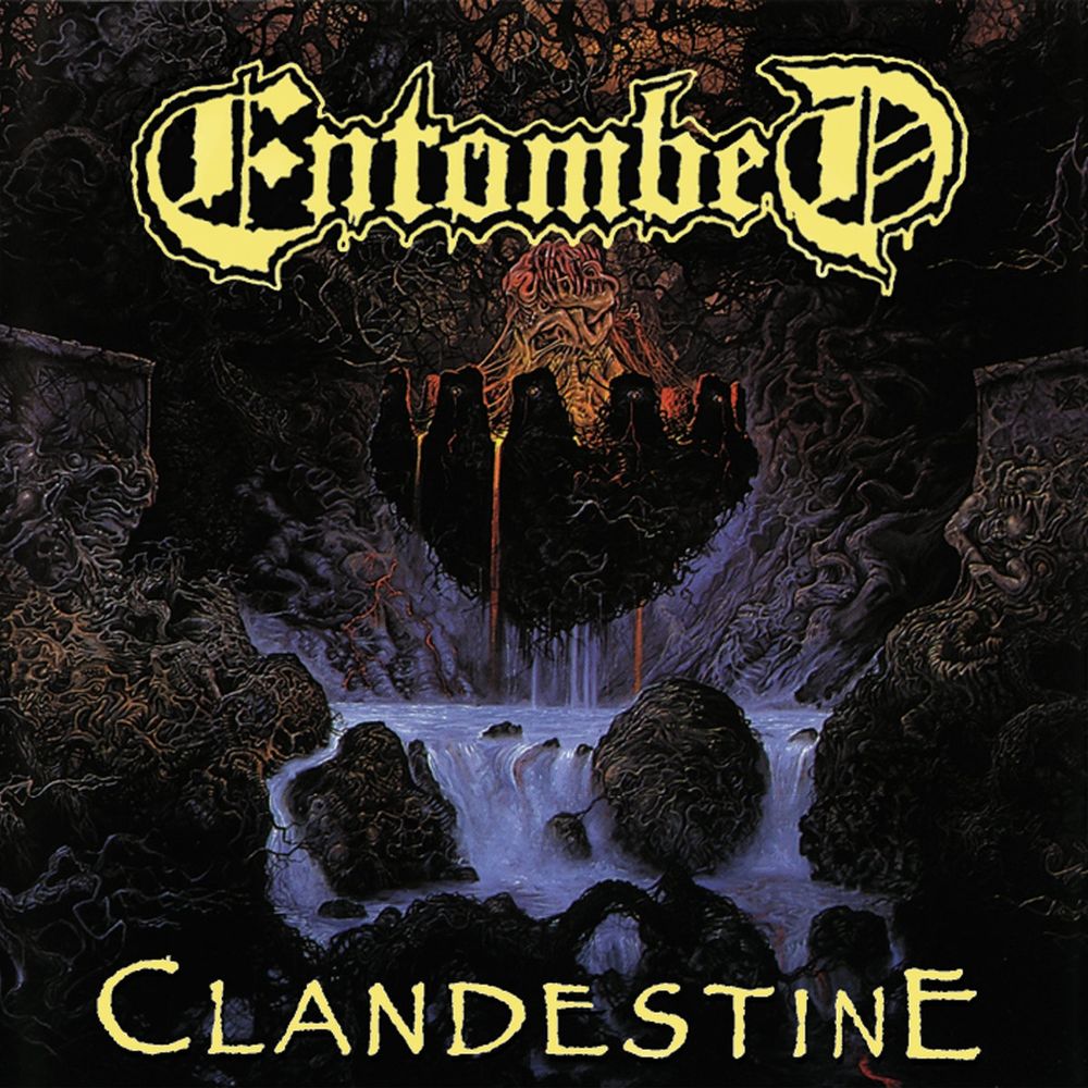 Album art for Entombed: Clandestine. A painting by Dan Seagrave.
