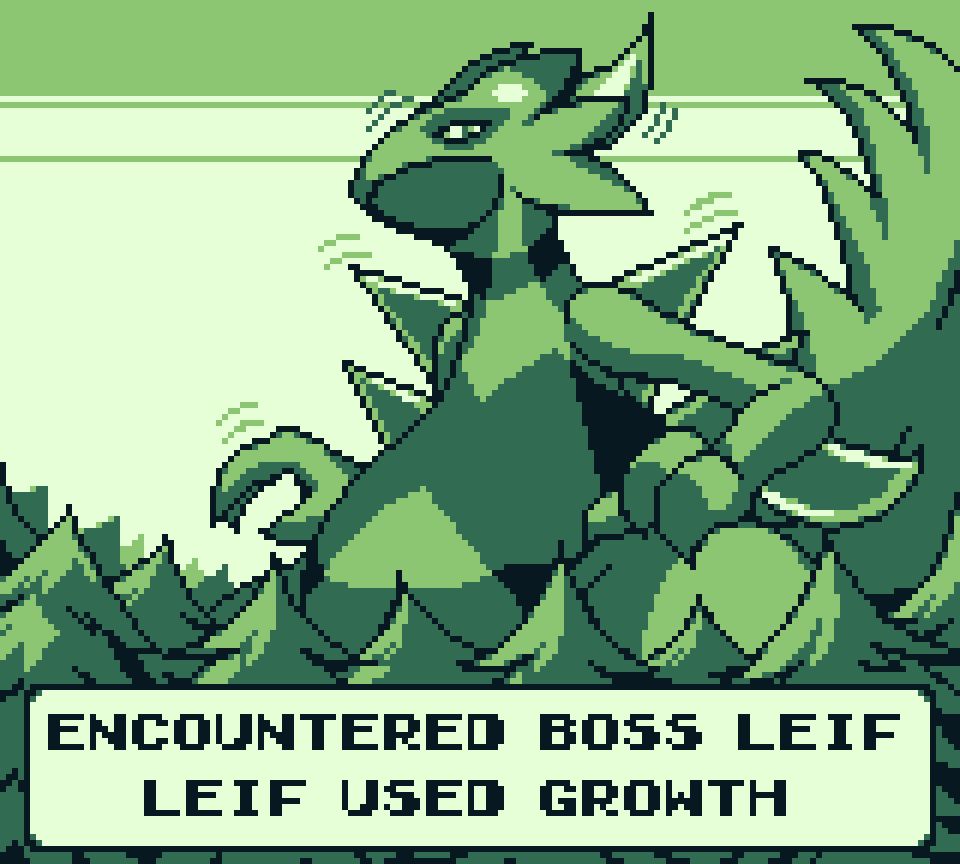 Leif the Sceptile is encountered. In response, the Sceptile starts to grow in size, standing taller than the surrounding trees