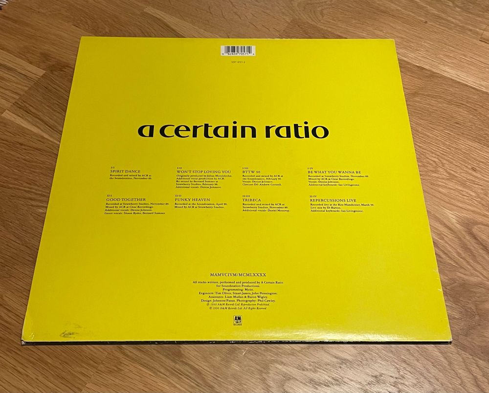 A Certain Ratio: MCR album cover - rear