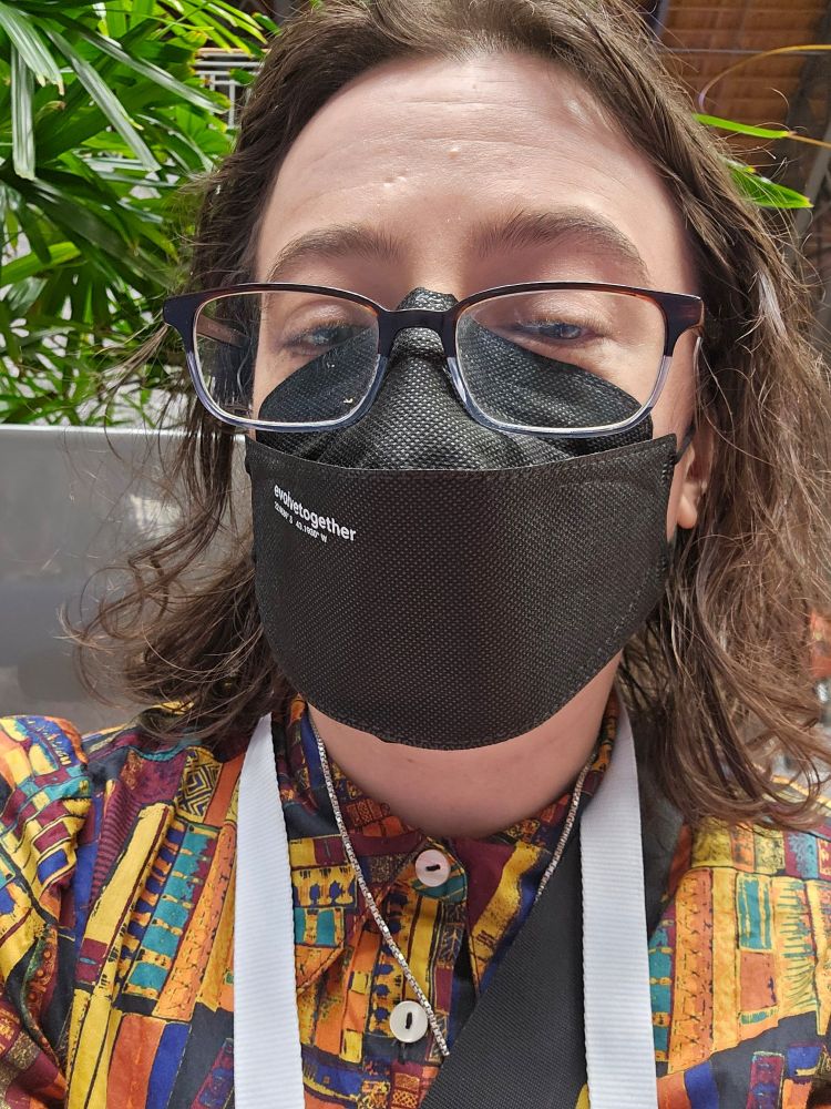 My mask and "library camo" bookshelf shirt look.