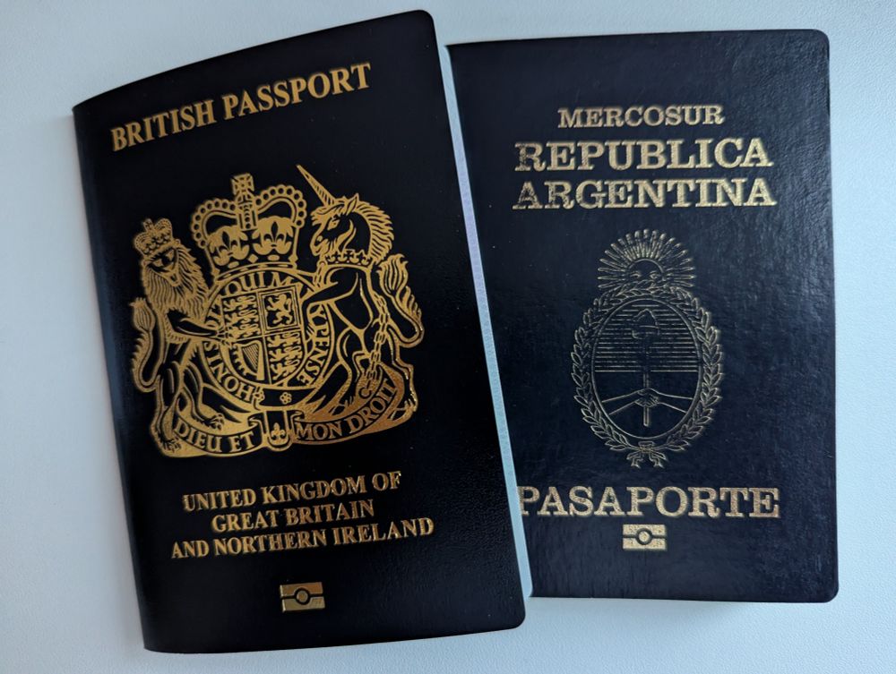 Picture of my (new) British and Argentinian passports