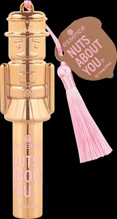 Essence-Lipgloss dessen Verpackung wie ein goldener Nussknacker aussieht