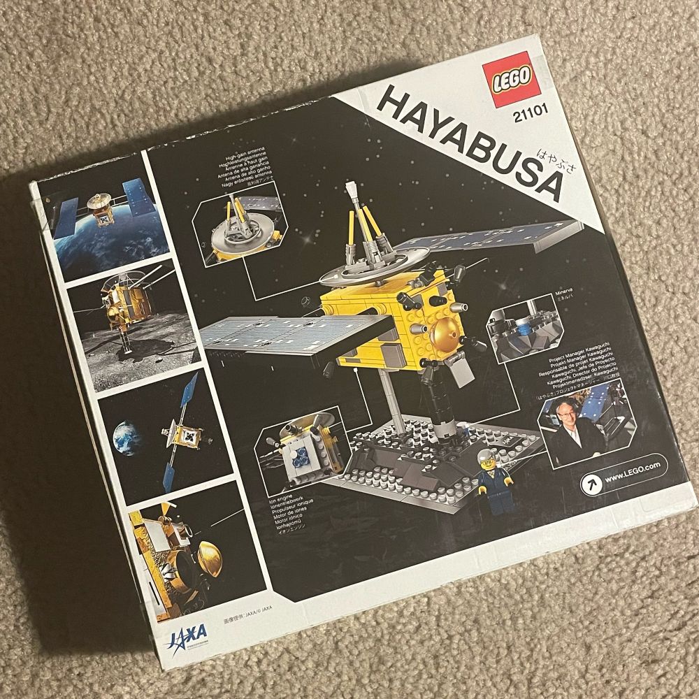 A Lego model of the Hayabusa spacecraft.