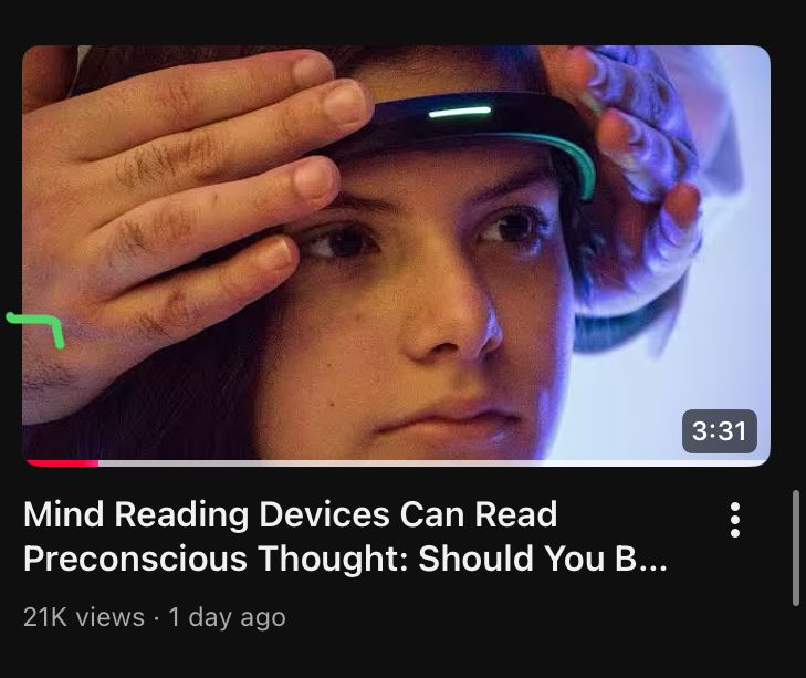 Screenshot of a video about mind reading devices 