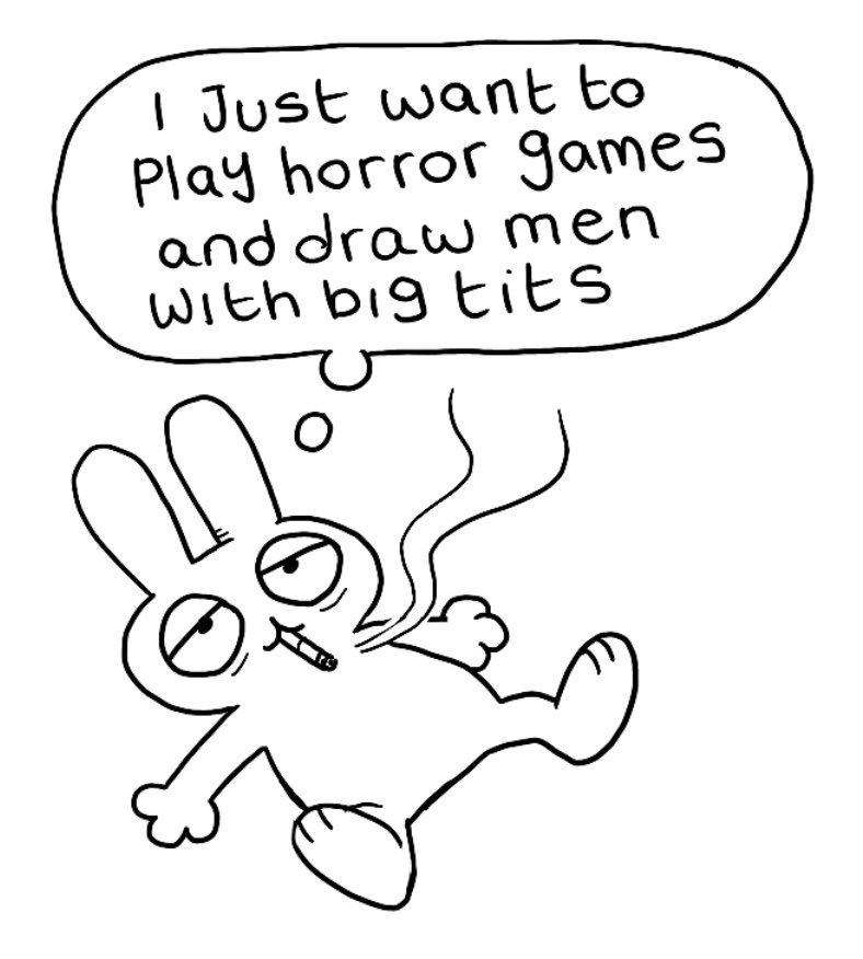 Bun: i just want to play horror games and draw men with big tits