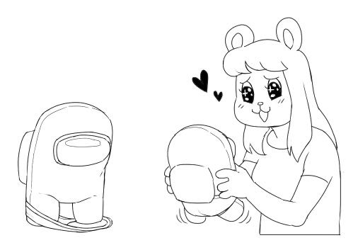 Bear getting emotional over a plush amogus wearing underwear