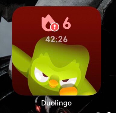 Duolingoのウィジェット（ios）
レッスンをしないまま23時を過ぎるとカウントダウンが発生する