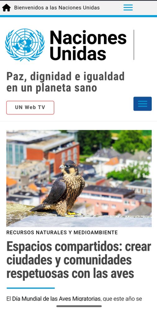 UN.org featuring #WorldMigratoryBirdDay in all UN languages (Spanish)
