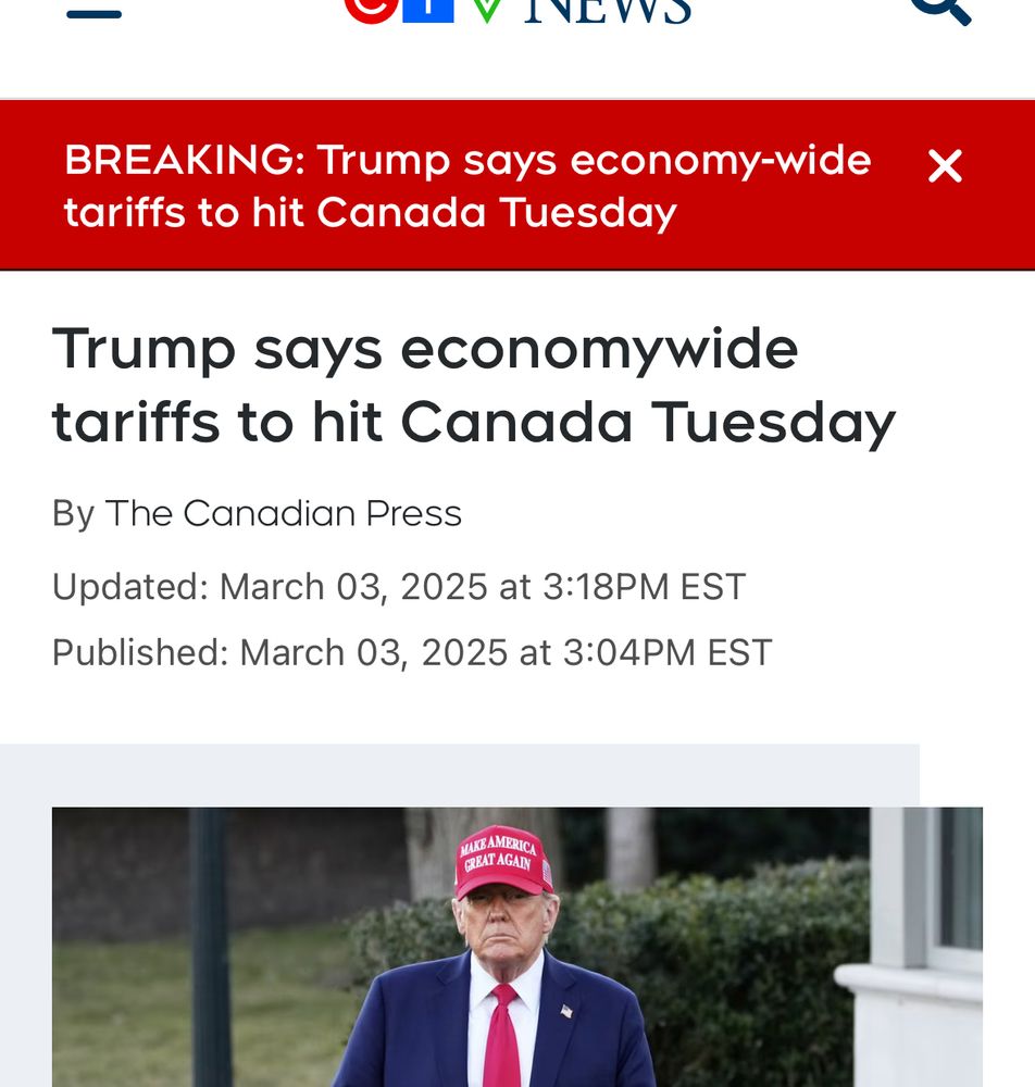 BREAKING: Trump says economy-wide X tariffs to hit Canada Tuesday