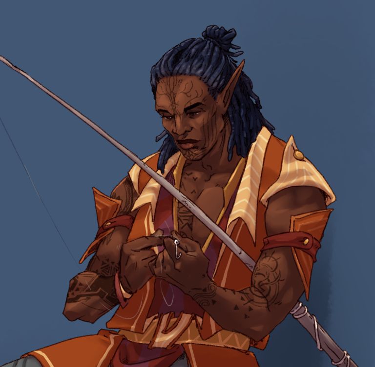 El'hari Aldwir setting up his fishing line