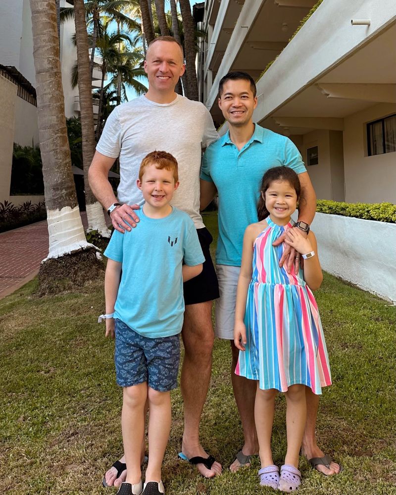 Two gay dads with kids vacationing in Puerto Vallarta, Mexico. 
