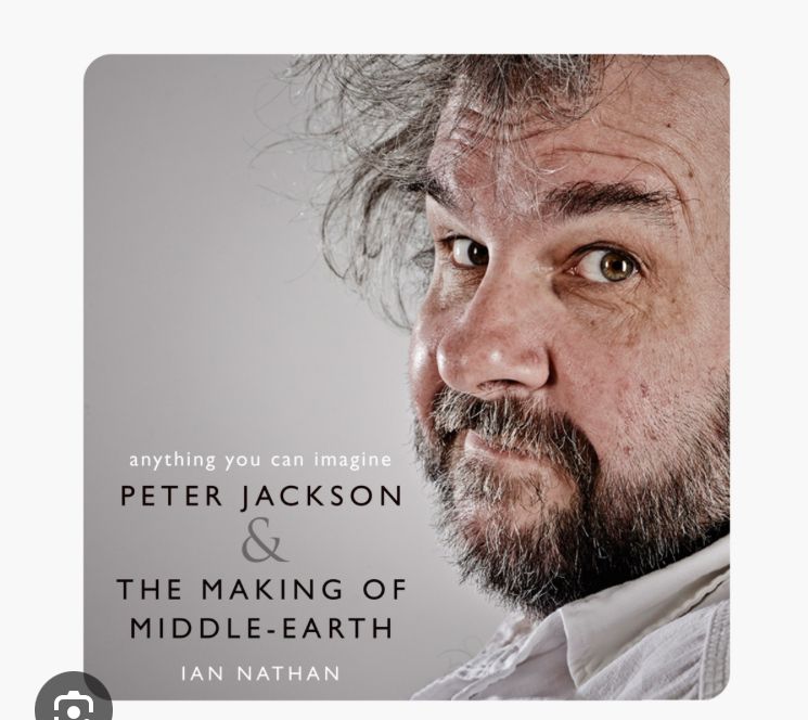 The cover of the book Anything You Can Imagine; Peter Jackson and the Making of Middle Earth by Ian Nathan. The cover has a gray background with Peter Jackson’s face turned toward the camera.