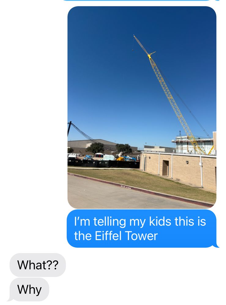 Me texting my daughter that this is the Eiffel Tower 
