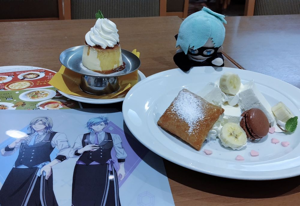 ボクとカミュのホワイトデザートプレート🍮添えだよ
